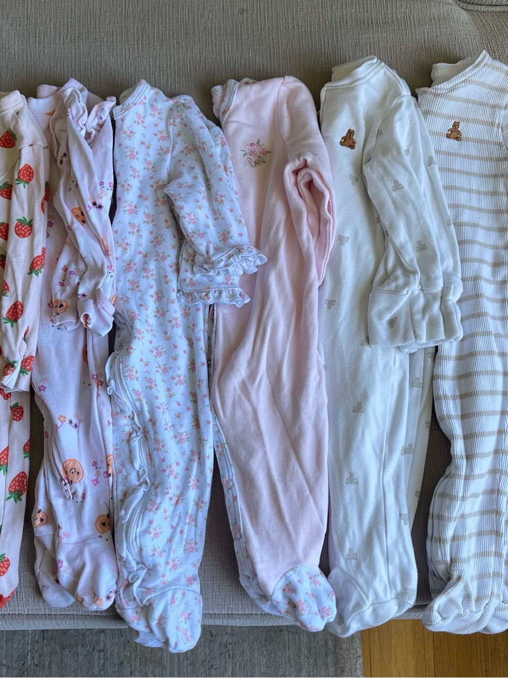 Baby Girls Footed Onesies - Pack of 6! In great condition!